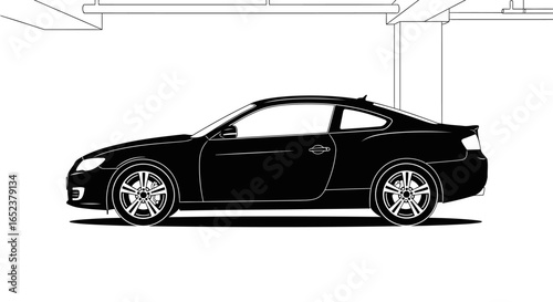 sleek coupe silhouette transparent background vector illustration