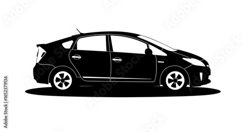 sleek hybrid car silhouette transparent background vector illustration