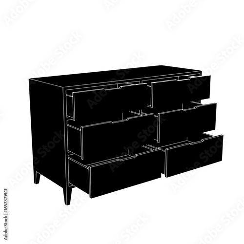 sleek sixdrawer chest of drawers transparent background vector illustration