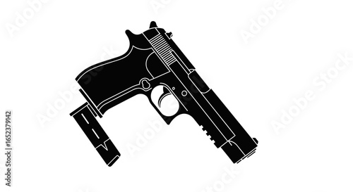 sleek handgun silhouette transparent background vector illustration