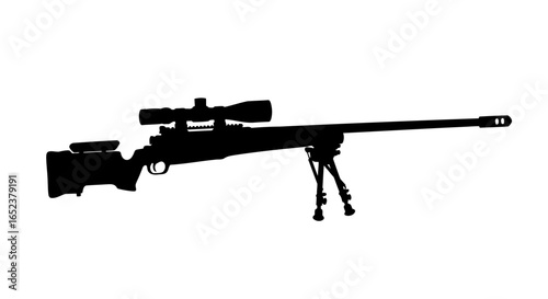 sniper rifle silhouette transparent background vector illustration