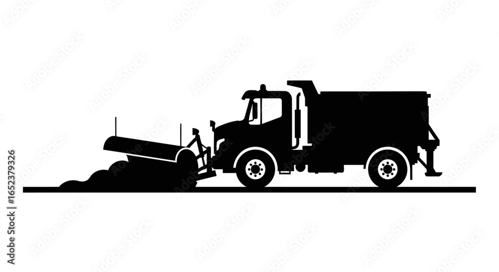 Naklejka premium snow removal truck silhouette powerful vector graphic with transparent background
