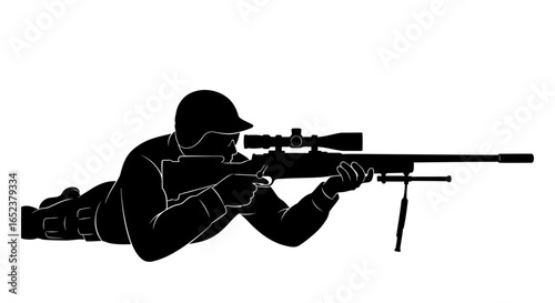 sniper silhouette transparent background vector illustration for military designs