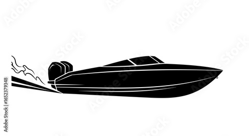 speedboat silhouette transparent background vector illustration for design projects