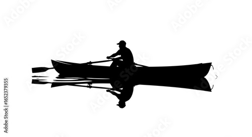 solitary rowing silhouette transparent background vector illustration