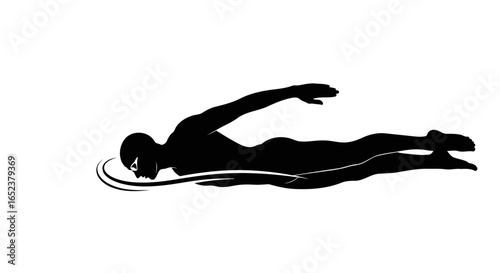 streamlined swimmer silhouette transparent background vector illustration