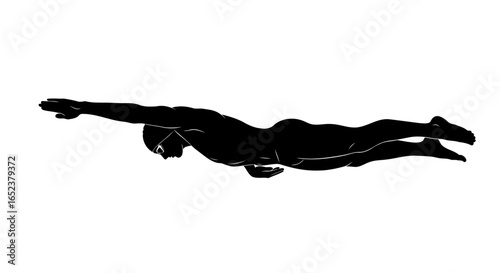 streamlined swimmer silhouette transparent background vector illustration