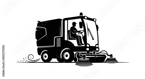 street sweeper action a transparent vector illustration of cleaning efficiency