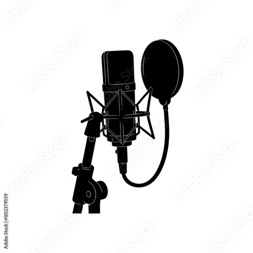 studio microphone silhouette transparent background for design projects