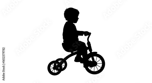 toddler on tricycle transparent background vector silhouette