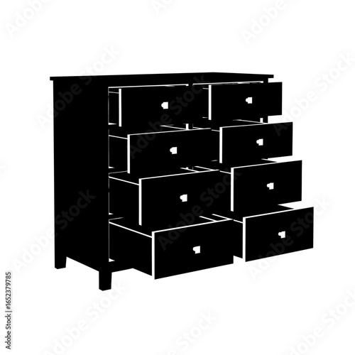 ten drawers open transparent background vector chest of drawers