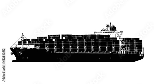 transparent background container ship vector illustration for global trade design