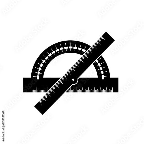 transparent background protractor and ruler precise measurement vector illustration