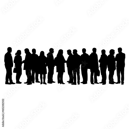 transparent background silhouette diverse crowd gathering for networking event