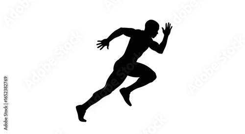 transparent background silhouette of a sprinter dynamic athlete in motion