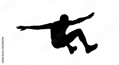 transparent background silhouette of athlete in triple jump position