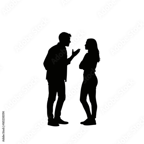 transparent background silhouette of couple arguing relationship conflict vector
