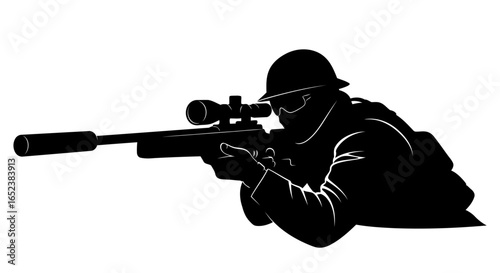transparent background sniper silhouette vector illustration of a soldier aiming