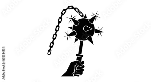 transparent background vector illustration a hand holding a fierce spiked flail
