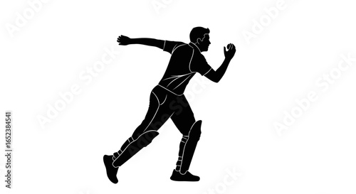 transparent background vector cricket bowler silhouette in action