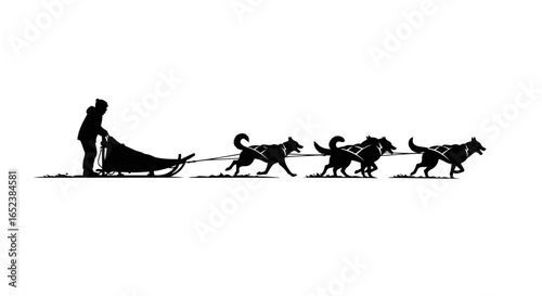 transparent background vector illustration dog sled team in motion