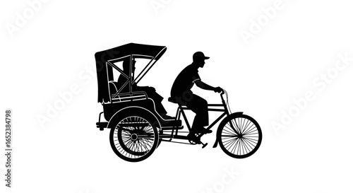 transparent background vector illustration of a classic tricycle rickshaw