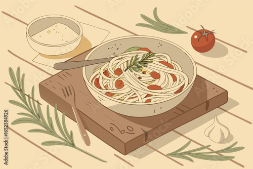 Delicious spaghetti with tomato sauce and herbs italian food pasta recipe culinary dish gourmet meal kitchen art