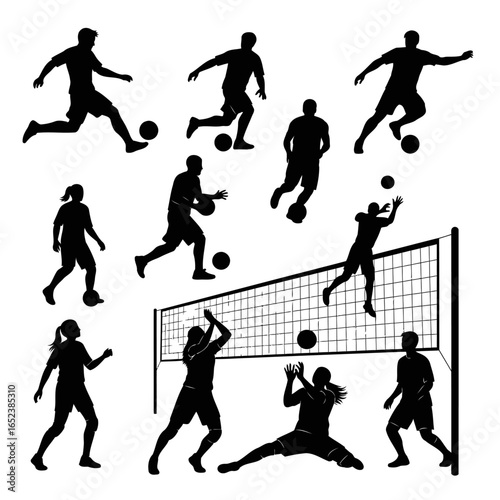 transparent background vector silhouettes dynamic action sports collection
