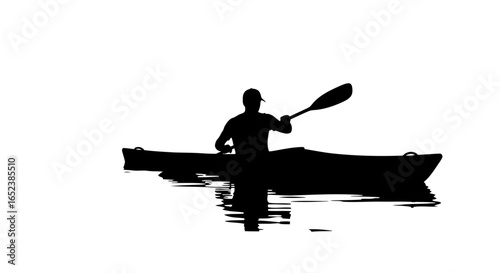 transparent kayak silhouette solo paddler vector illustration