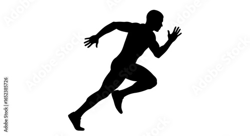 transparent silhouette of sprinter speed action and winning design