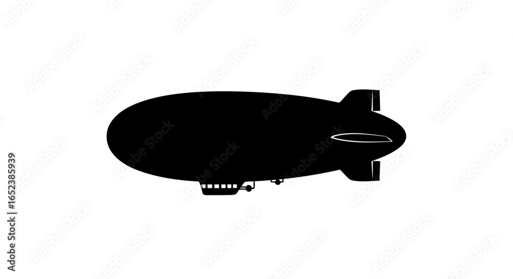 Fototapeta premium vintage airship sleek black silhouette on transparent background