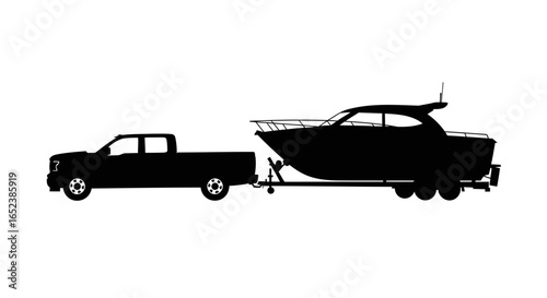 truck towing boat transparent background vector illustration