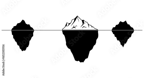 unveiling the hidden three icebergs on transparent background