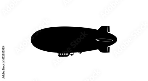 vintage airship sleek black silhouette on transparent background