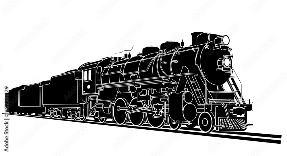 Fototapeta premium vintage steam train transparent background vector illustration for design projects