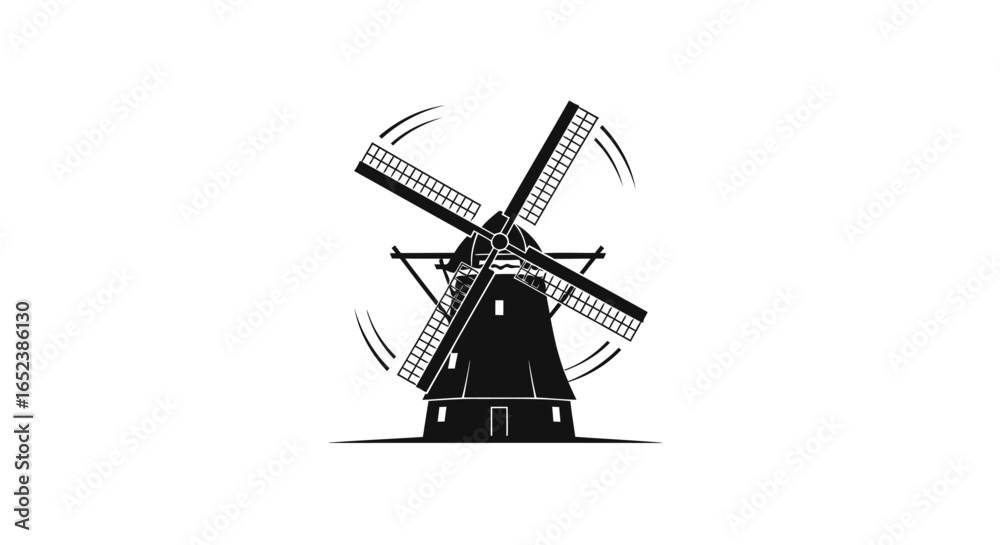 Fototapeta premium vintage windmill illustration transparent background for design projects