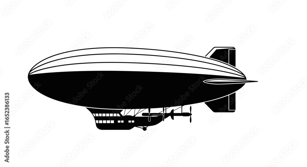 Fototapeta premium vintage zeppelin airship transparent background vector illustration