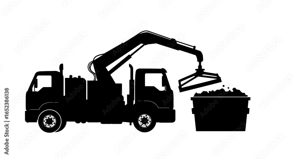 Naklejka premium waste removal truck silhouette transparent background vector illustration