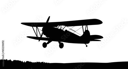 vintage biplane silhouette transparent background for design projects