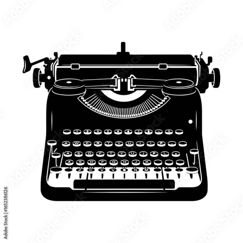 vintage typewriter silhouette a transparent background vector illustration