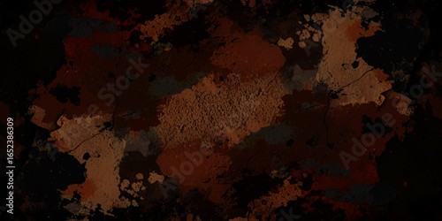 Textured landscape of cracked, earthy terrain with a mix of dark brown, reddish, and grayish tones, resembling a dry, rugged surface.	