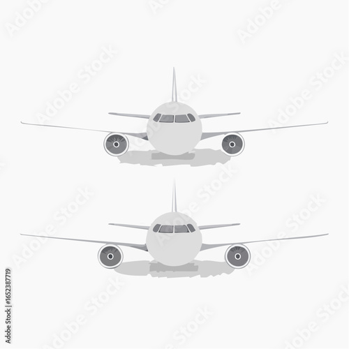 Two white planes are shown, one front-facing, one rear. 