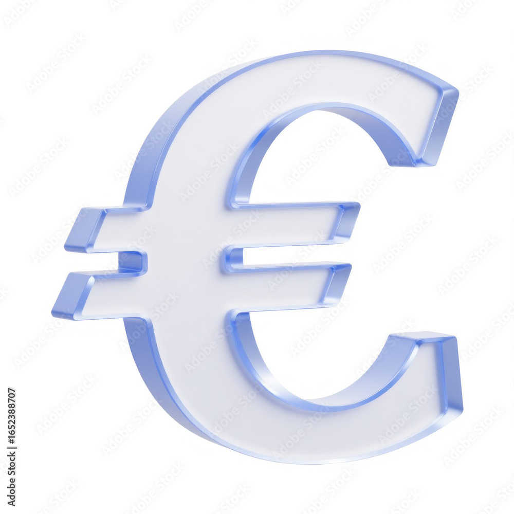 Fototapeta premium 3D rendered transparent euro currency symbol on white background