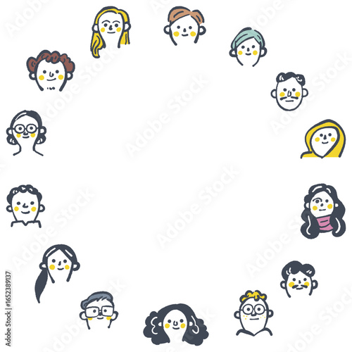 世界各国のグローバルで個性的な人々　顔・表情　セットのストックイラスト素材
