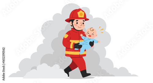 Brave Firefighter Rescues Baby from Smoke