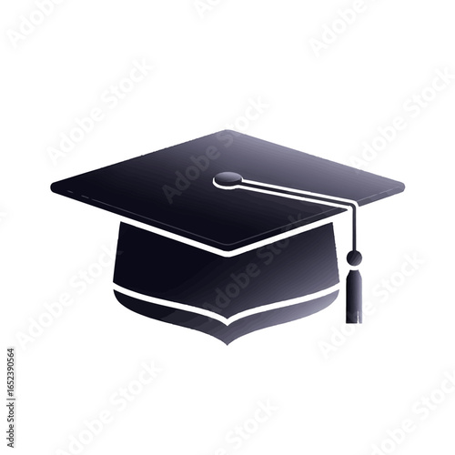 A classic black graduation cap with a tassel, symbolizing academic achievement and the completion of studies.