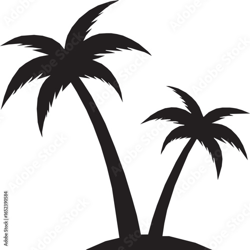 silhouette of two palm trees. two tree on white background. silhouette vector illustration.