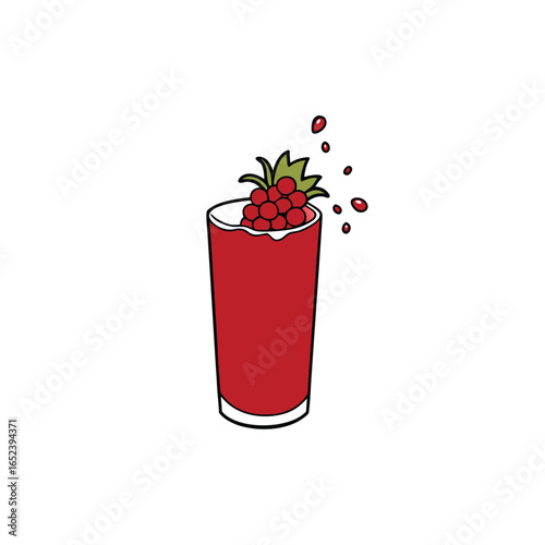 Vibrant glass of fresh pomegranate juice with visible seeds and liquid detail