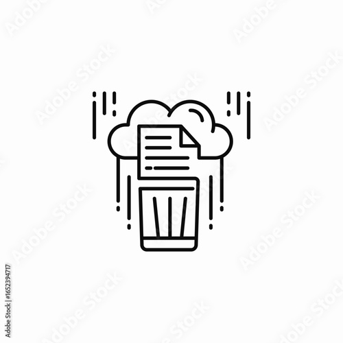 cloud data disposal icon sign vector