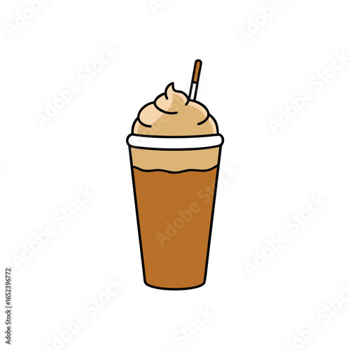 Delicious iced caramel latte with creamy caramel drizzle and whipped cream